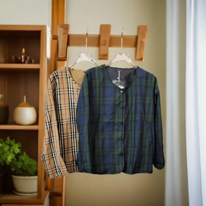 【禾女服饰】2750休闲格夹克