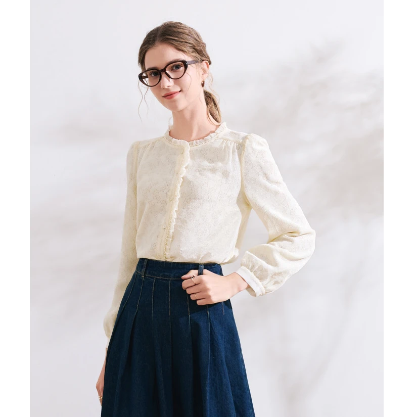 Betu/百图2025秋季新款亲肤舒适时尚显瘦气质法式长袖衬衫2409T53