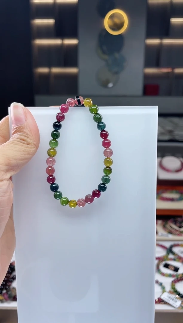 未镶嵌透体老矿碧玺单圈手串6mm+碧玺（多样性发一条）Q