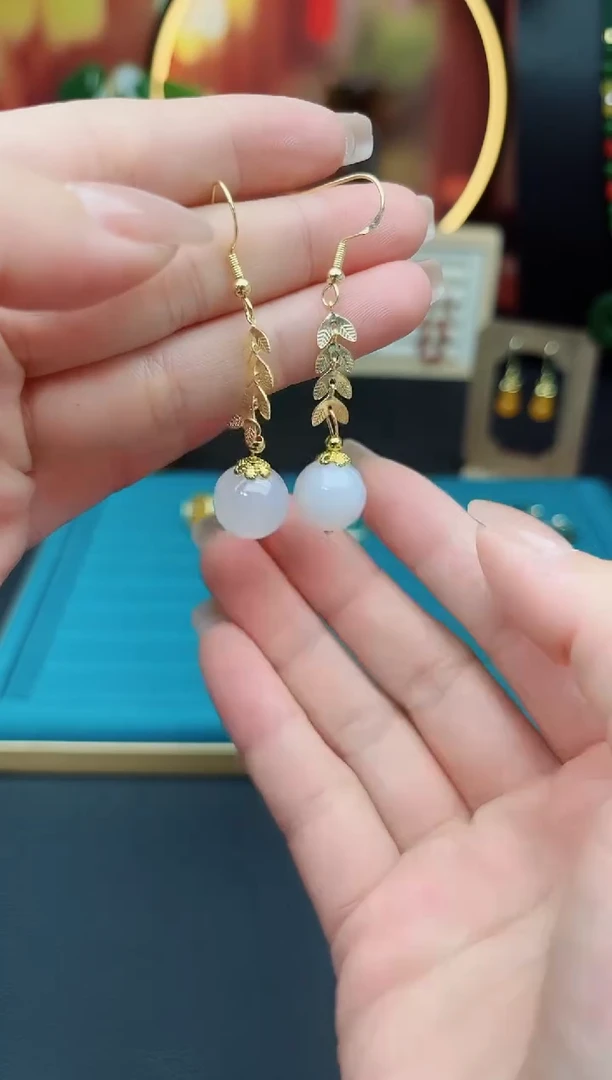 玛瑙/玉髓耳饰银S925镶嵌915000