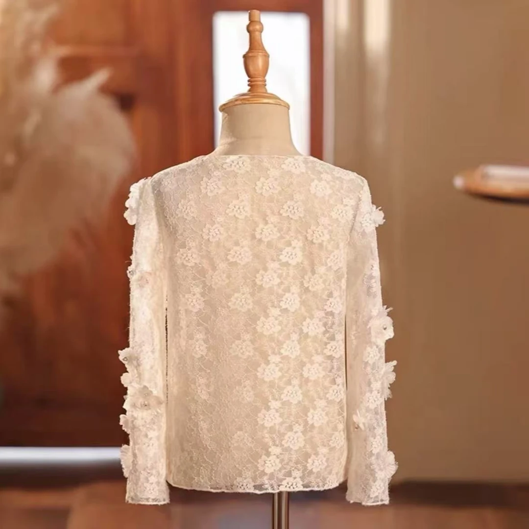 【蕾丝内搭】女童主持人四季款蕾丝内搭气质长袖时尚洋气春季打底衫