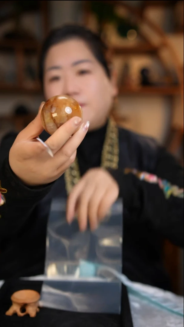 未镶嵌珠宝半成品水晶黄胶花球D652