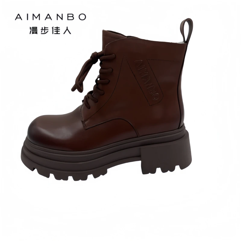 漫步佳人时尚经典百搭时尚款马丁靴373163215E