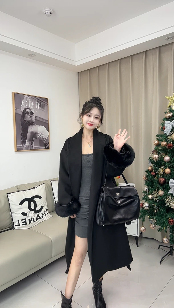 【雨晴专属】·秋冬加绒加厚冬季百搭中长款轻奢韩版双面呢羊毛大衣