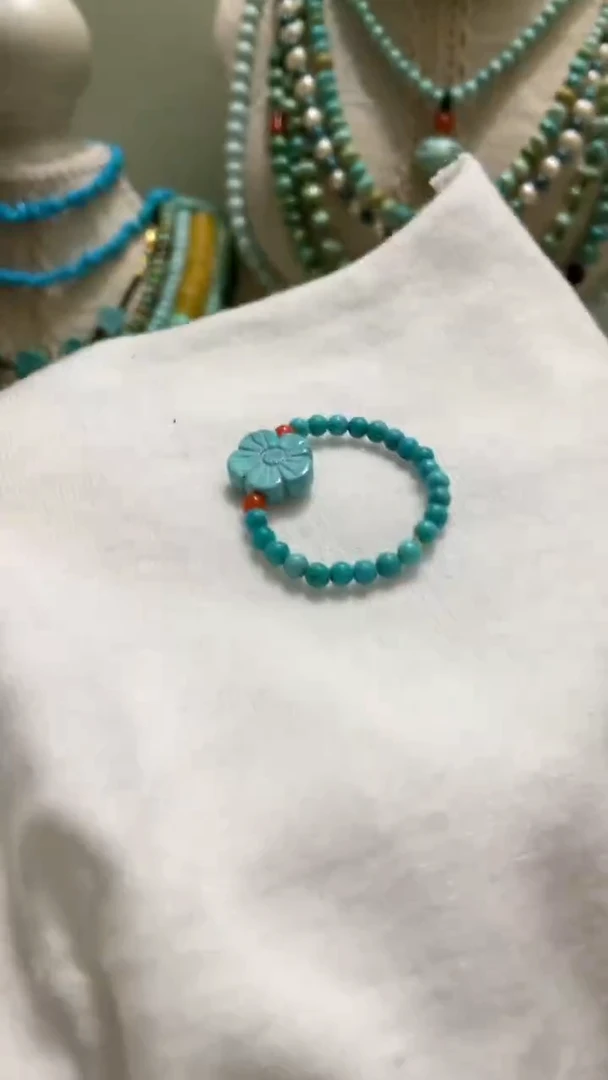 未镶嵌绿松石珠宝半成品小花戒指