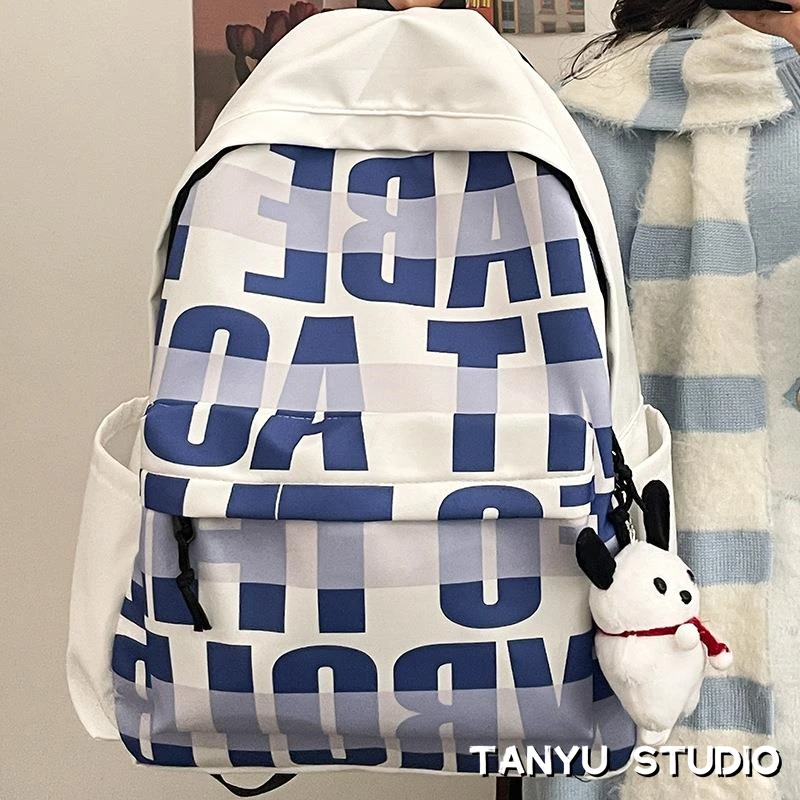 探屿原创书包女大学生小众设计感大容量背包初中高颜值校园双肩包