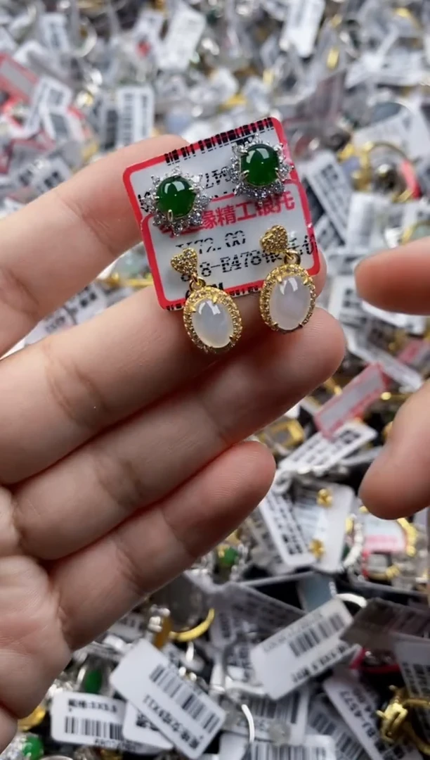 翡翠戒指银S925镶嵌444     9
