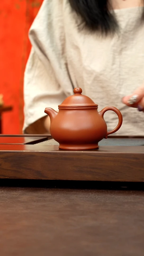 茶壶紫砂赵庄朱泥全潘壶170cc左右