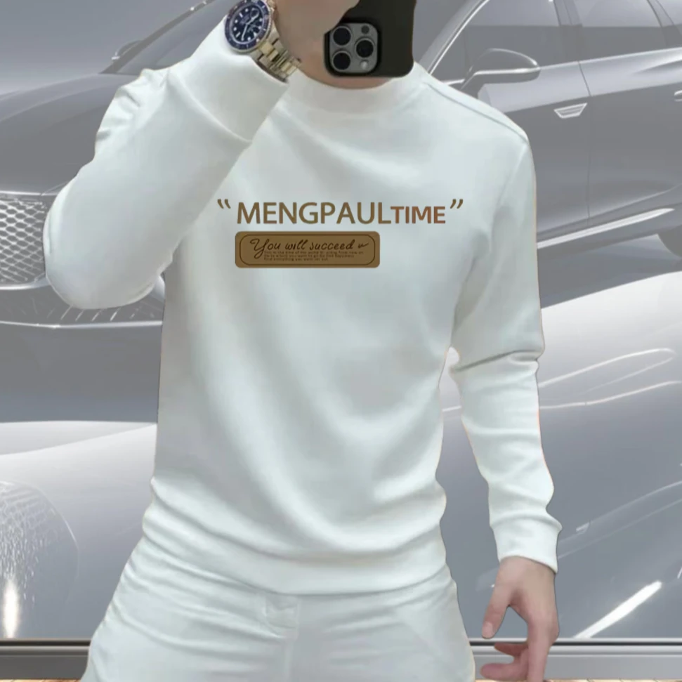 秋冬时尚新款潮牌休闲百搭印花圆领套头卫衣上衣男士青年网红长袖