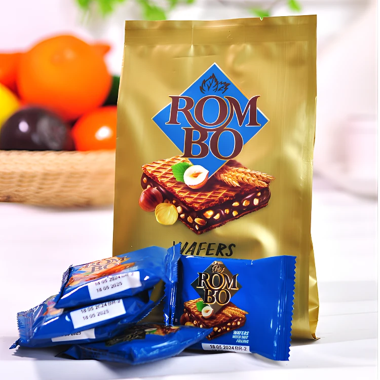 俄罗斯原装进口KDV碎榛仁夹心巧克力威化75g*1袋香酥脆美味零食