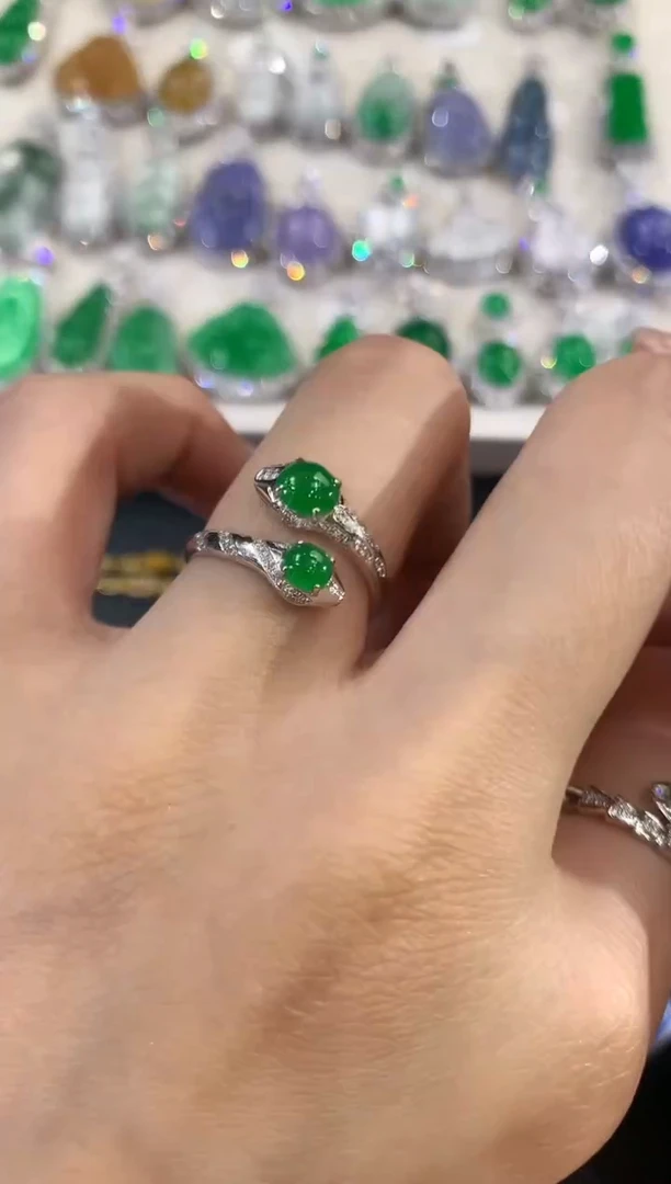 翡翠戒指18K金镶嵌a82多样性一件发货