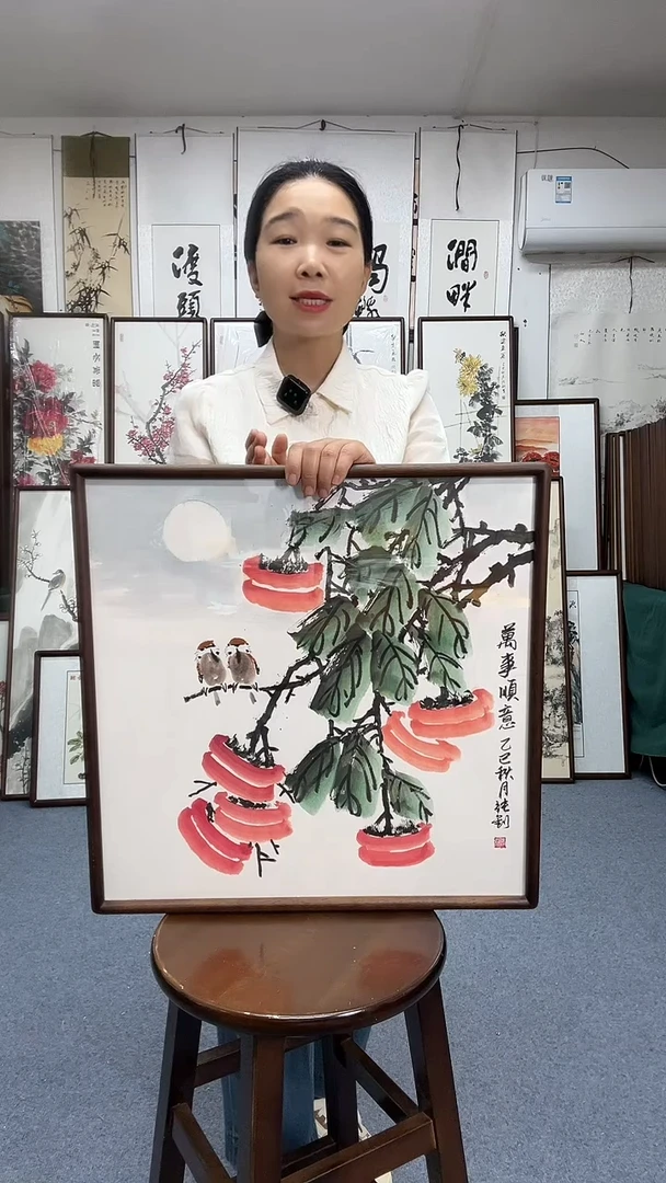 国画52*52实木画框京东包邮手绘