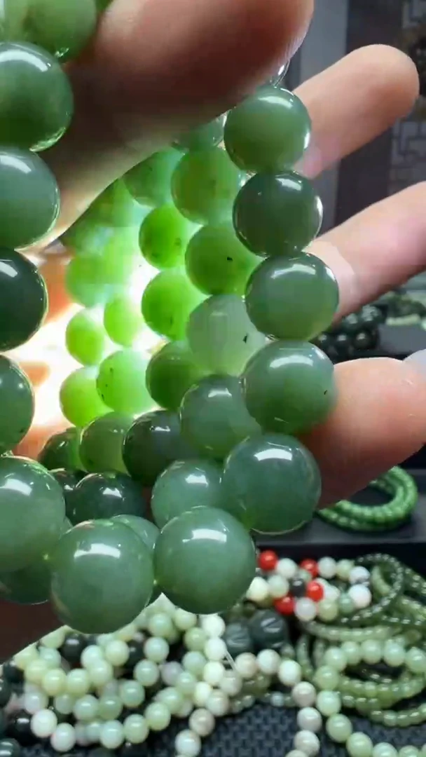 【闪购商品】和田玉手串未镶嵌碧玉卡12多样性拍一发一