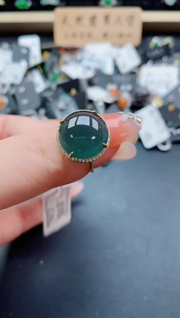银S925镶嵌戒指翡翠1