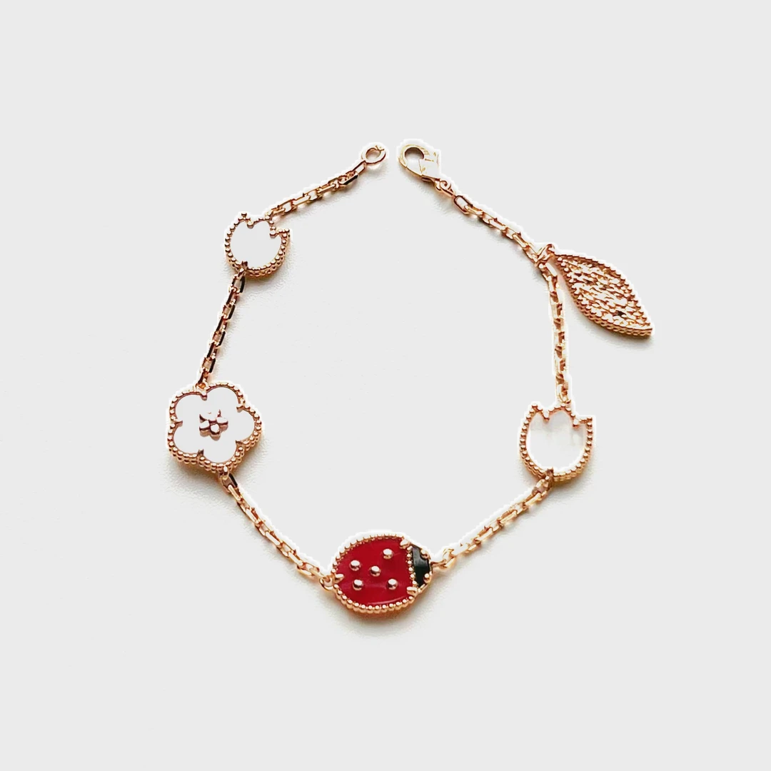 铜合金贝壳手链  F高定七星飘虫花瓣五花手链F1216