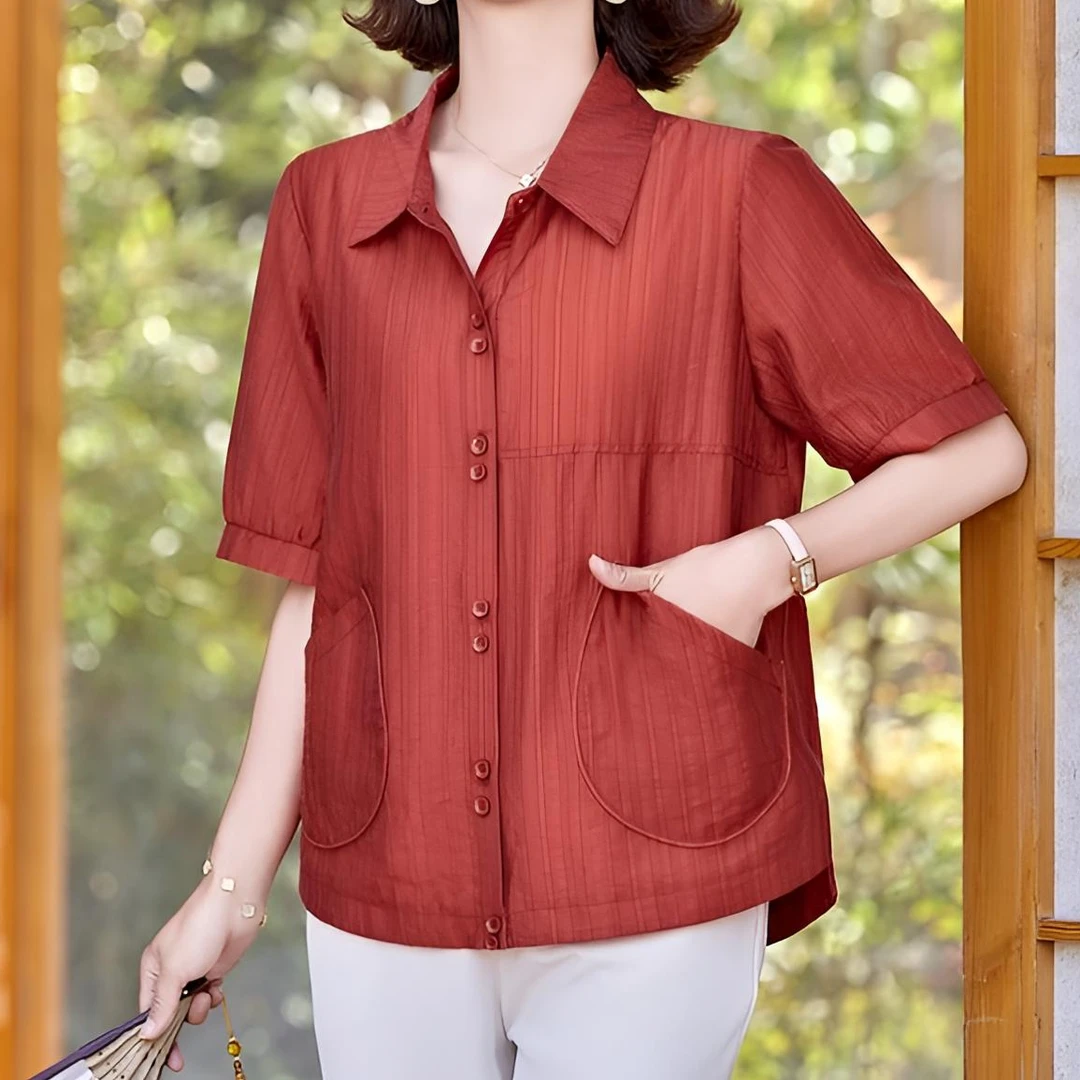 妈妈夏装洋气新款中老年女装夏季短袖衬衫休闲母亲节衣服