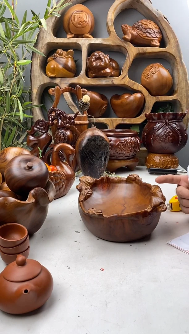 香樟木A39福临门果盆/尺寸