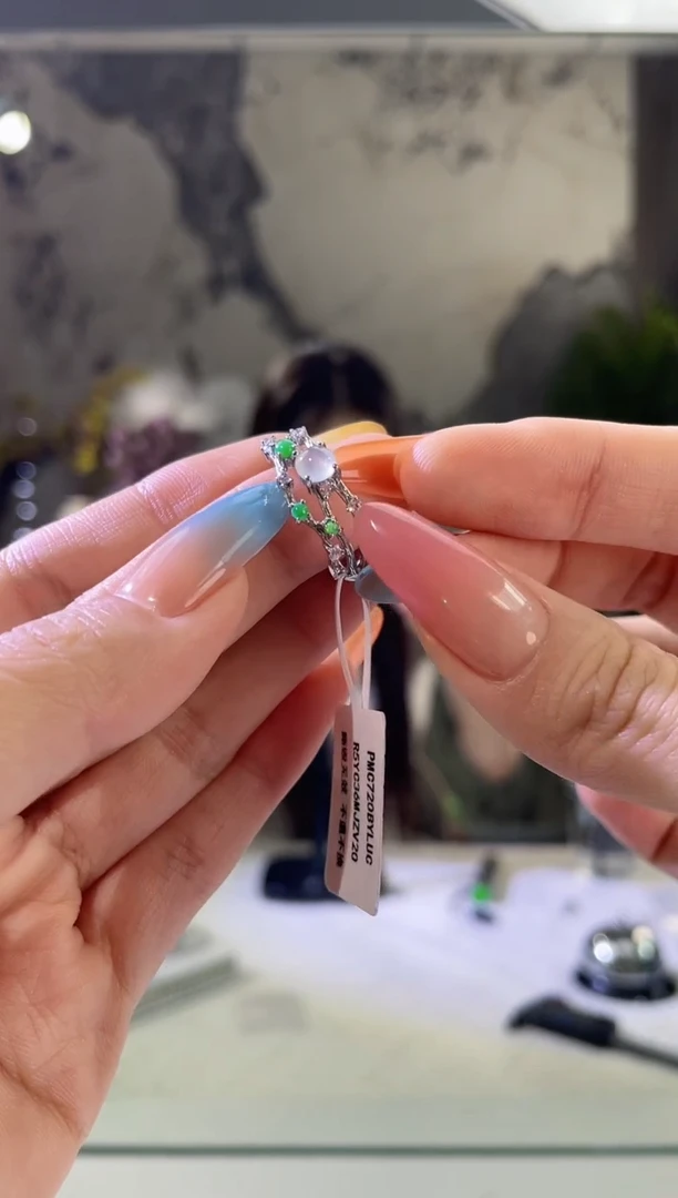 翡翠戒指银S925镶嵌章鱼推荐/002047r/