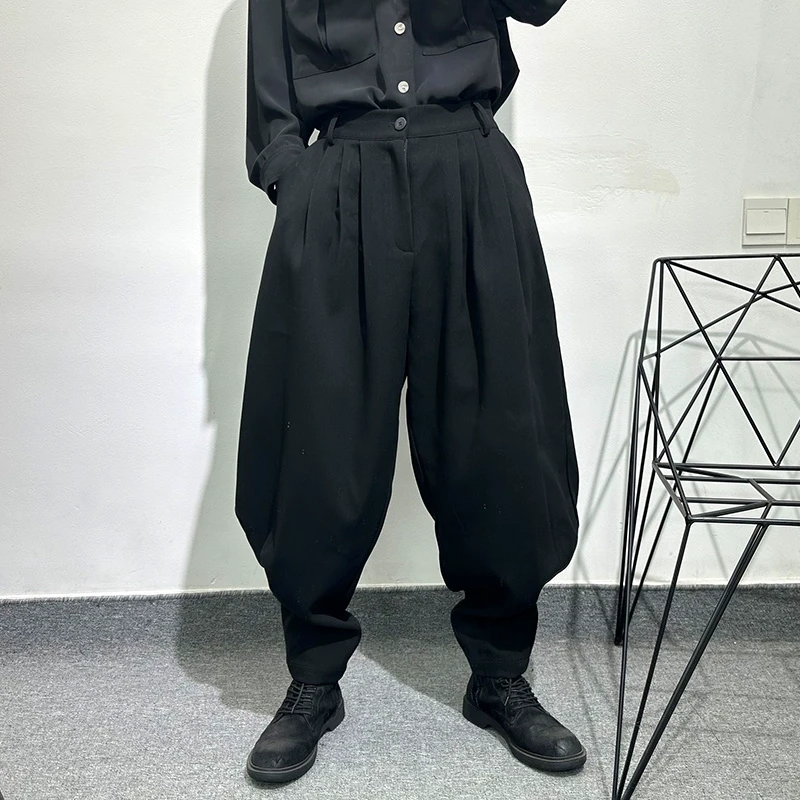 春夏设计款阔腿哈伦裤男女时尚痞帅嘻哈灯笼裤潮条纹