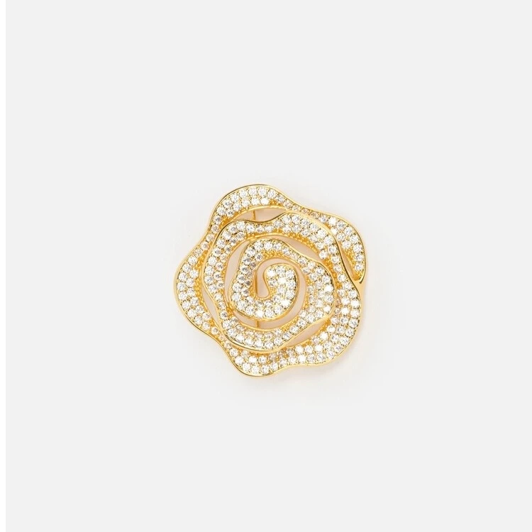 合金锆石胸针 锆石镶嵌胸花配饰牡丹立体胸针【ZF03A-饰品】