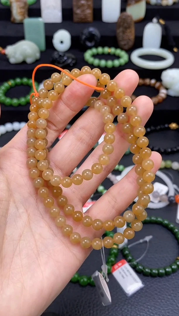 未镶嵌和田玉挂件6mm糖圆珠108