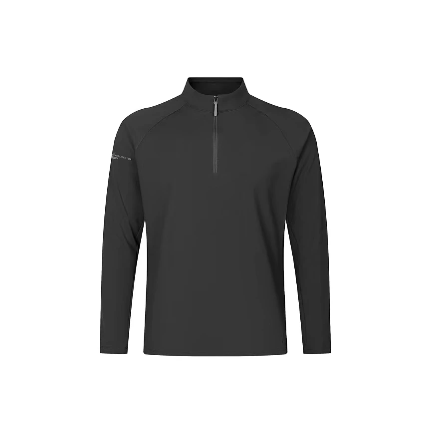 1-5（1）冬季新款男士半拉链加绒户外商务长袖T恤