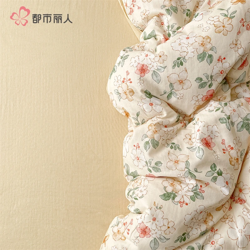 【都市丽人】全棉A类双层纱四件套2025新款纯棉被套罩床单三件套