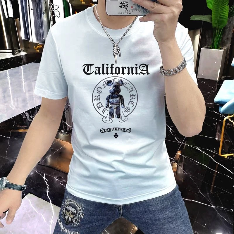 新款短袖t恤男夏季韩版潮流简约半袖上衣港风宽松休闲潮男士个性