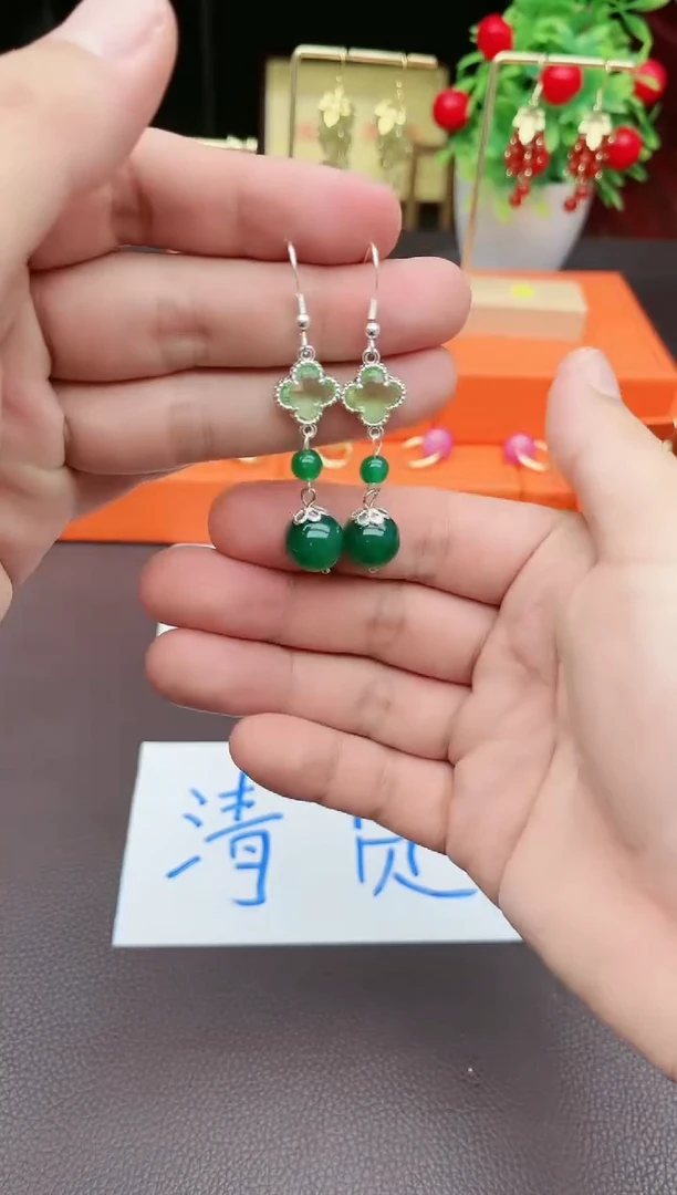 玛瑙/玉髓耳饰银S925镶嵌705000