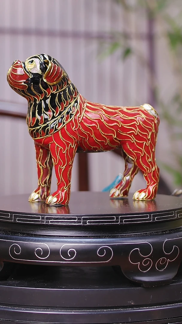 【闪购商品】非遗景泰蓝小狗红色