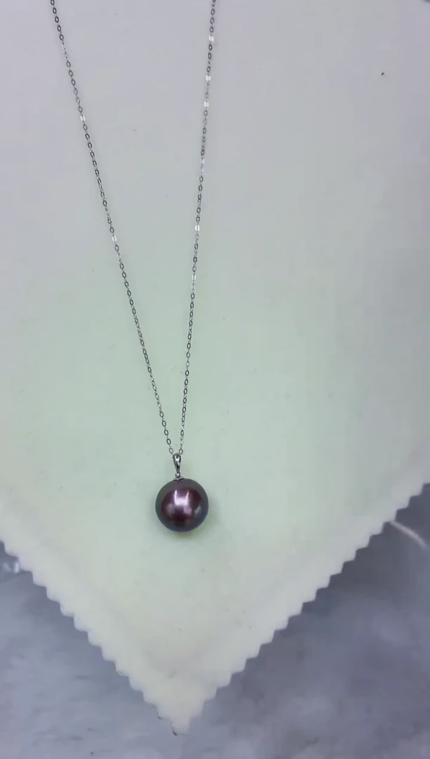 18K金镶嵌DA淡水珍珠淡水紫珠吊坠12 ss180