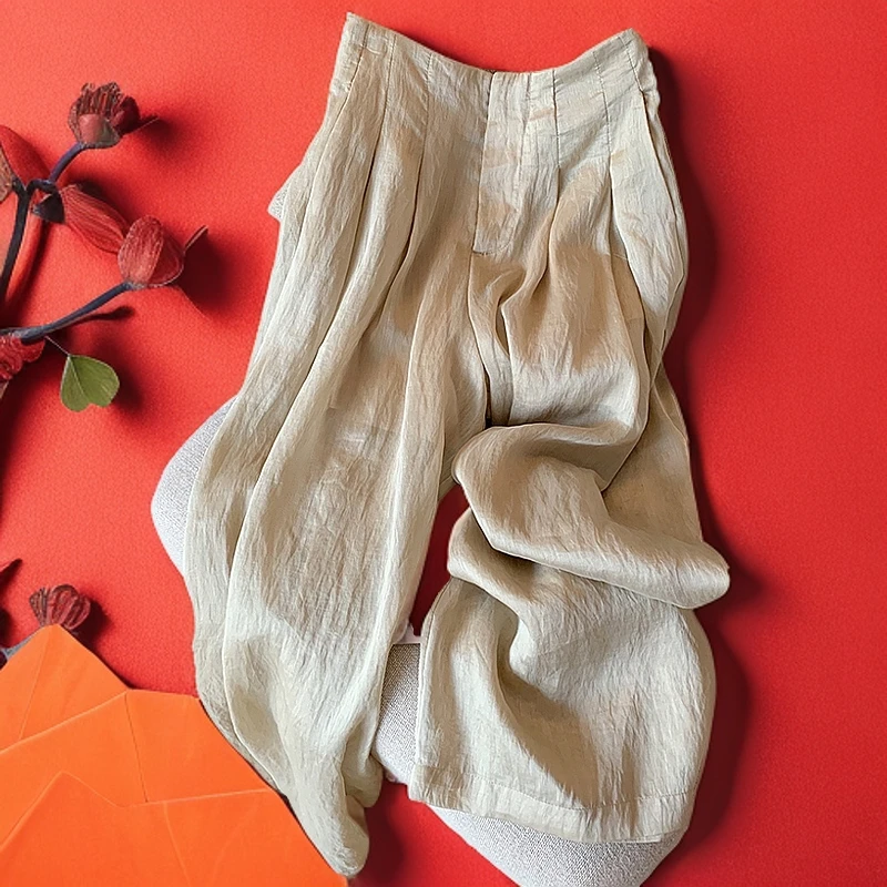 2025春季新款显瘦高级裤女垂感直筒阔腿宽松休闲慵懒松弛感裤子