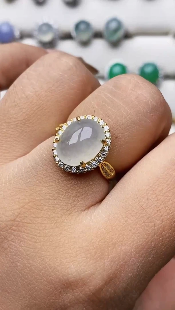 银S925镶嵌戒指翡翠环*2607