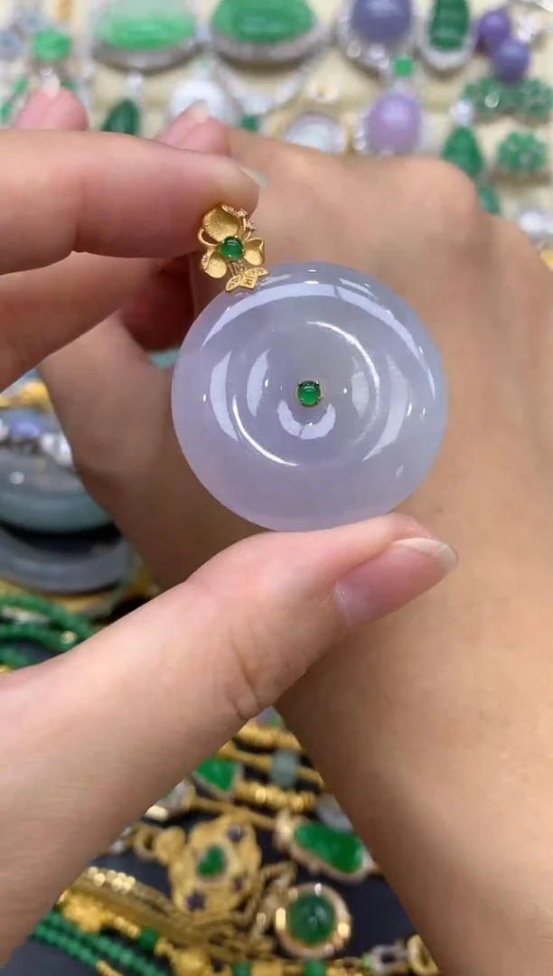 翡翠18K金镶嵌颈饰345-中国好珍宝