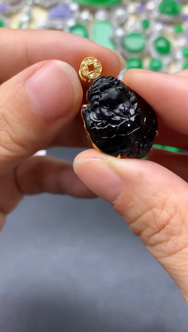 颈饰18K金镶嵌翡翠487-中国好珍宝