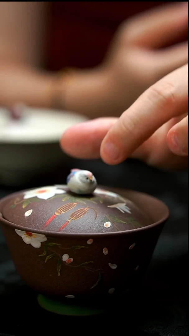 茶壶紫砂紫泥海棠盖碗微瑕