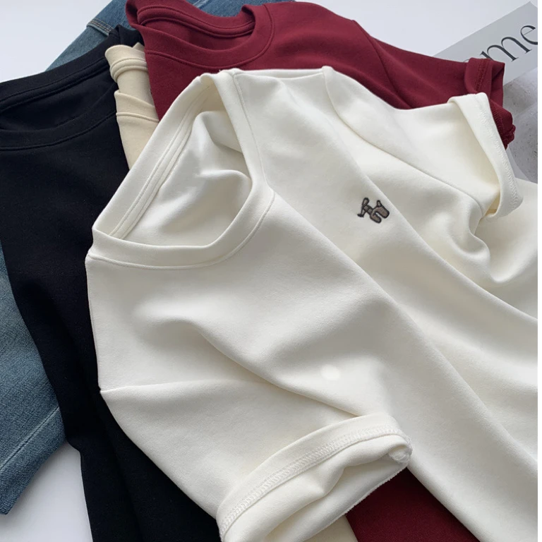 ARRLMORRE品牌【木偶狗】小众刺绣磨毛短袖棉T