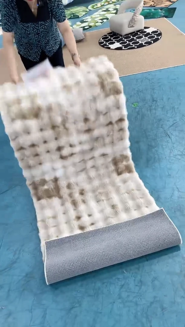 混纺Dt3  奶驼色泡泡仿兔绒  80*200厘米