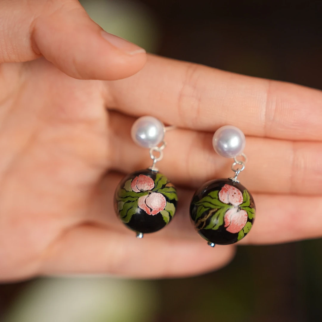 合金耳饰 莳绘蜜桃/水果题材/耳饰时尚简约耳环BA105009035