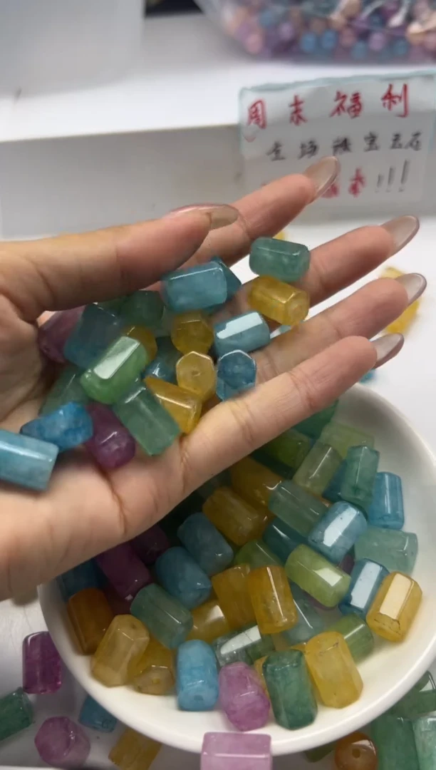 未镶嵌颈饰碧玺w2916彩虹碧玺六棱柱*5个