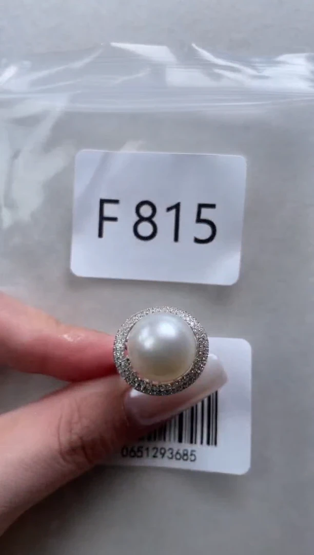 银S925镶嵌戒指海水珍珠F815