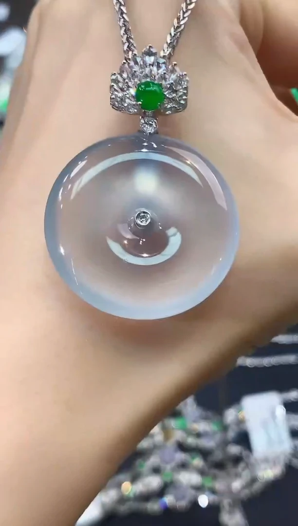 吊坠(不含链)18K金镶嵌翡翠开*f2