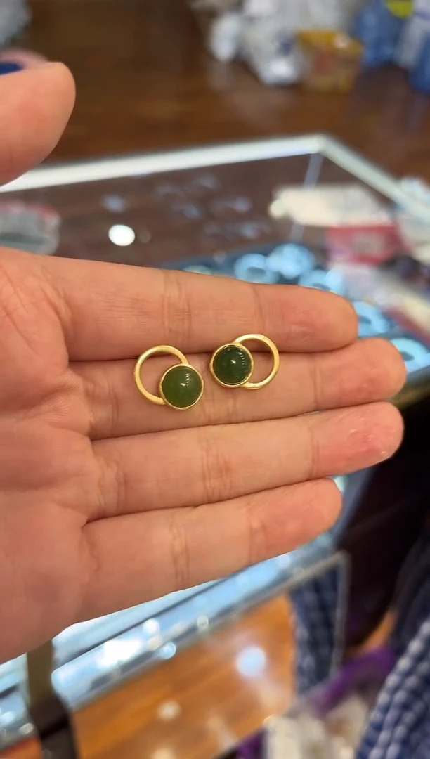 【闪购商品】和田玉耳饰银S925镶嵌SH1292B 多样性发其一