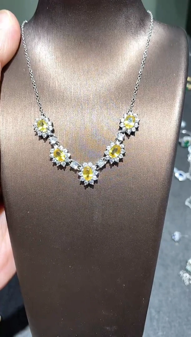 颈饰蓝宝石银S925镶嵌吊坠