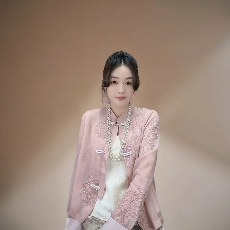 花开半夏新中式国风时尚绣花亮片女士衬衫长袖防晒小外套