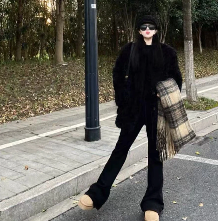 【超模细腿】微喇马蹄裤女2024秋冬新款弹力修身显瘦高腰马蹄裤