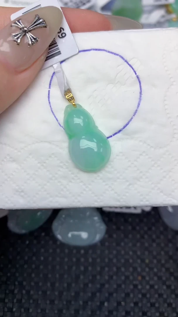 颈饰18K金镶嵌翡翠天然缅甸翡翠a货百元以上9元证书费自理