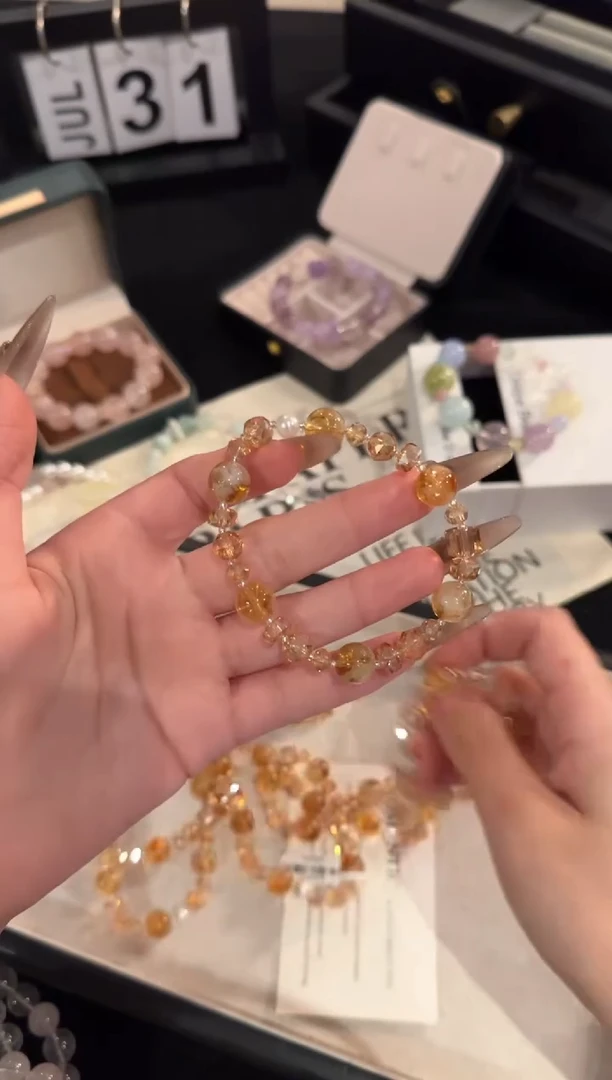 水晶手链合金黄塔晶x2043