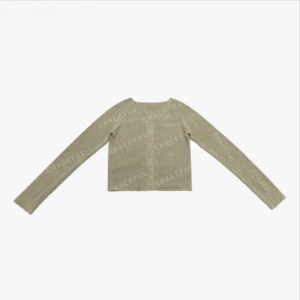 【九玥】2025新款复古休闲修身显瘦无领开衫春夏时尚376克重