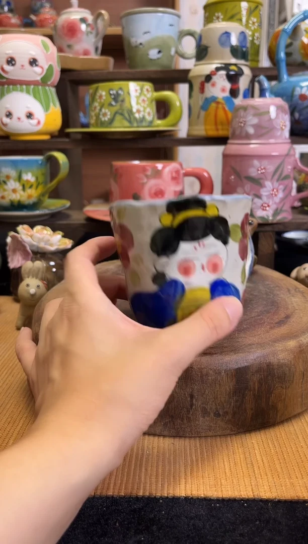 杯子手绘高温釉下陶瓷